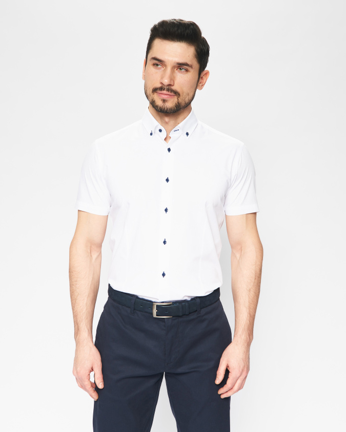 Сорочка мужская GROSTYLE TRENDY ES017864 к/р. (белый), фото