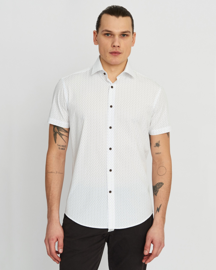 Сорочка мужская GROSTYLE TRENDY SS018140 кр/р. (белый/бежевый/синий), фото Сорочка мужская GROSTYLE TRENDY SS018140 кр/р. (белый/бежевый/синий), фото