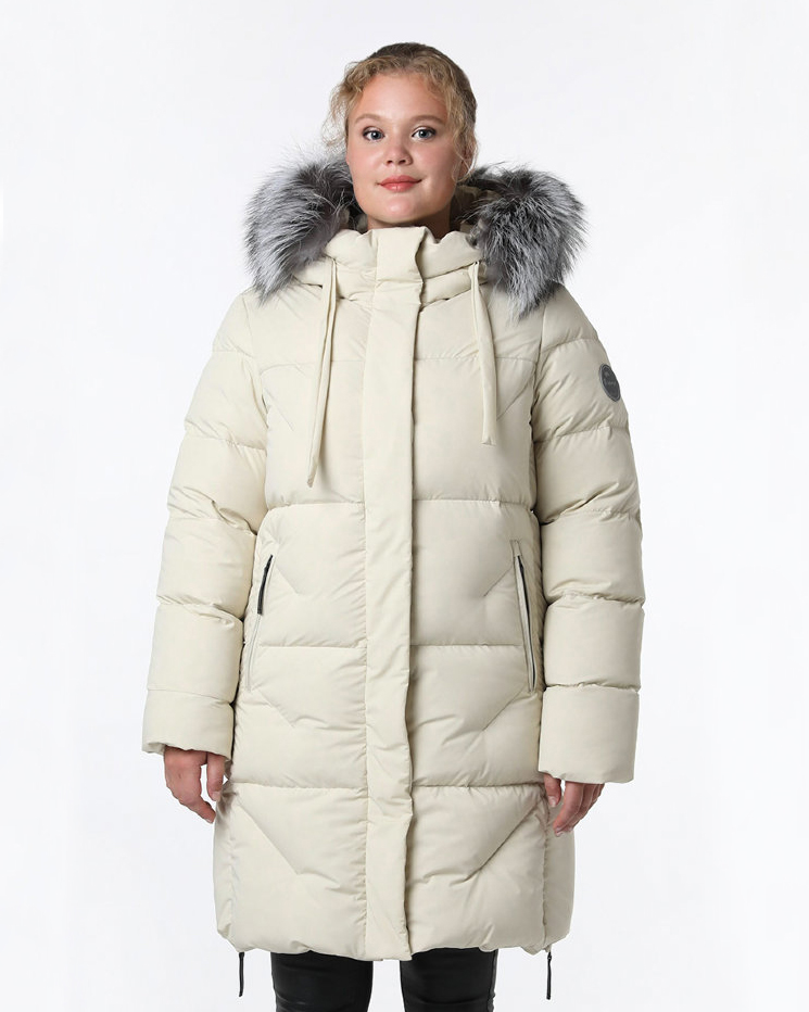 Пуховое пальто женское LAPLANGER Марго SkyStretch Goose (светлый бежевый), фото