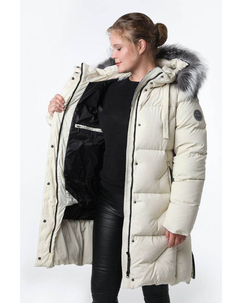 Пуховое пальто женское LAPLANGER Марго SkyStretch Goose (светлый бежевый), фото 4 Пуховое пальто женское LAPLANGER Марго SkyStretch Goose (светлый бежевый), фото 4