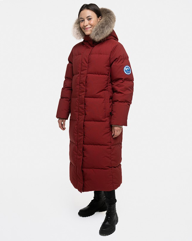 Пуховое пальто женское LAPLANGER Рукка Топ Arctic Goose без опушки (винный), фото