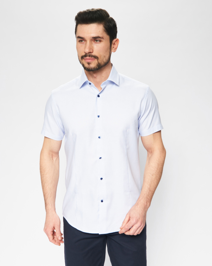 Сорочка мужская GROSTYLE TRENDY SS017903 к/р. (белый/голубой), фото Сорочка мужская GROSTYLE TRENDY SS017903 к/р. (белый/голубой), фото