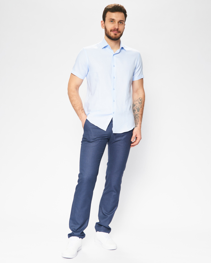 Сорочка мужская GROSTYLE TRENDY SS017905 к/р. (светло-голубой), фото 4 Сорочка мужская GROSTYLE TRENDY SS017905 к/р. (светло-голубой), фото 4