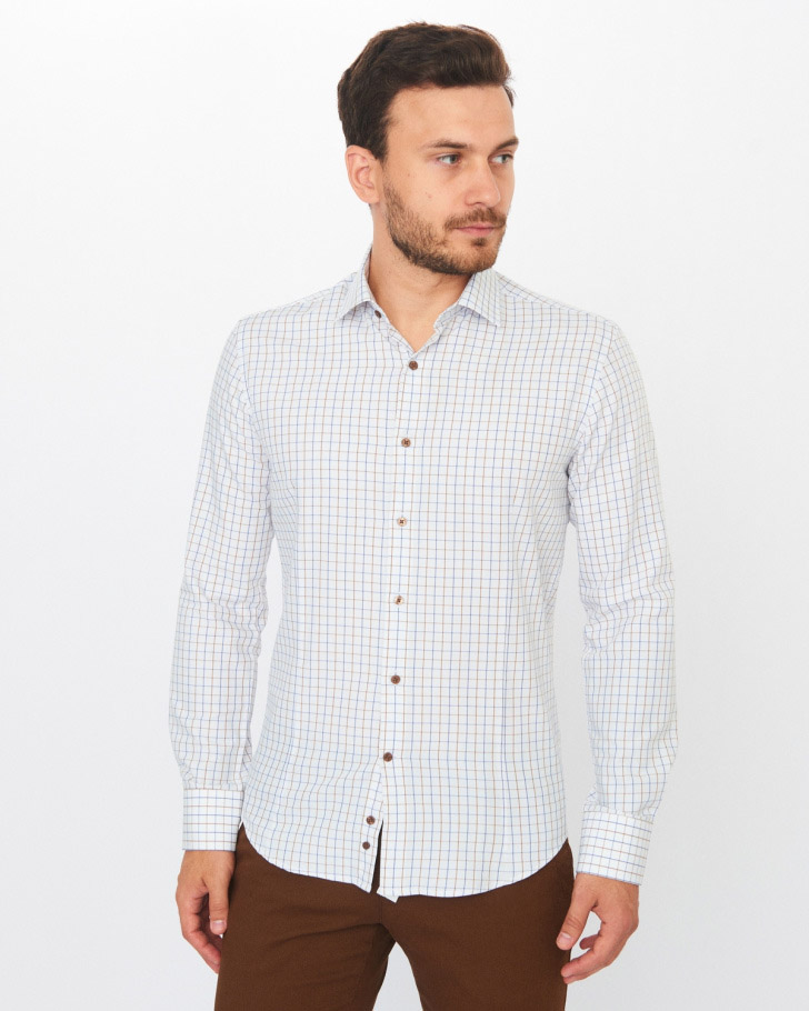 Сорочка мужская GROSTYLE TRENDY SS018030 (UF74) GROSTYLE (белый/бежевый/синий), фото Сорочка мужская GROSTYLE TRENDY SS018030 (UF74) GROSTYLE (белый/бежевый/синий), фото