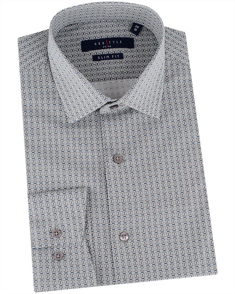 Сорочка мужская GROSTYLE PRIME SS018078 GROSTYLE (серый/голубой), фото