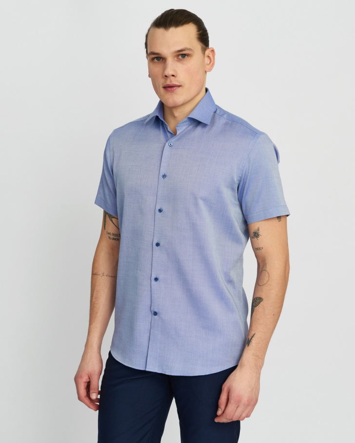 Сорочка мужская GROSTYLE TRENDY SS018116 к/рук. (синий), фото