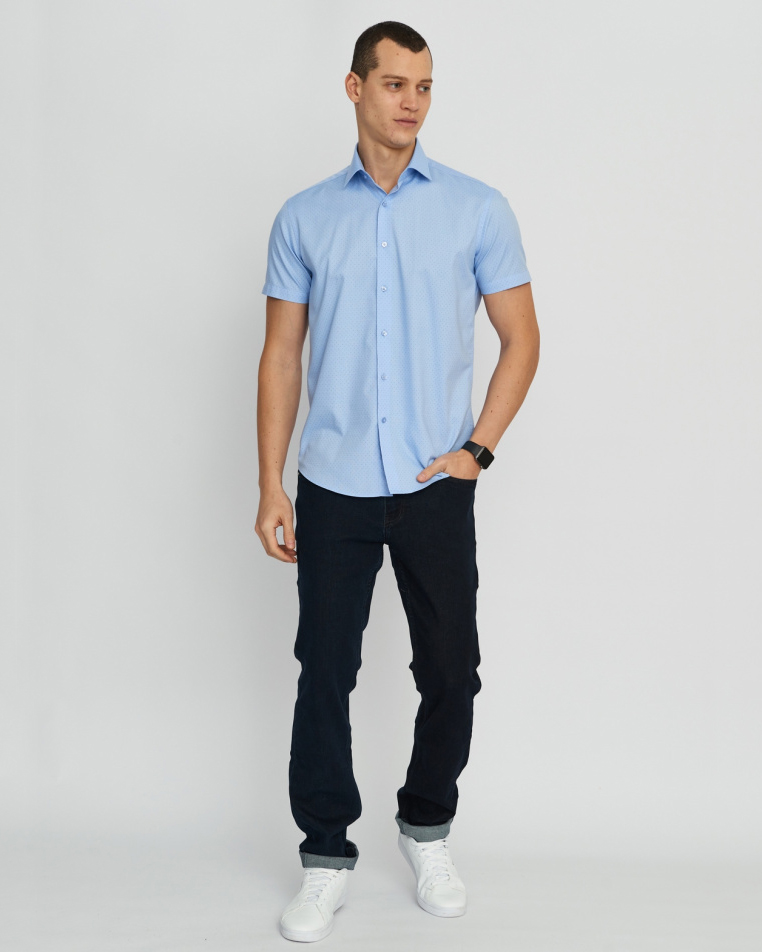 Сорочка мужская GROSTYLE TRENDY SS018118 к/р. (светло-голубой), фото 3