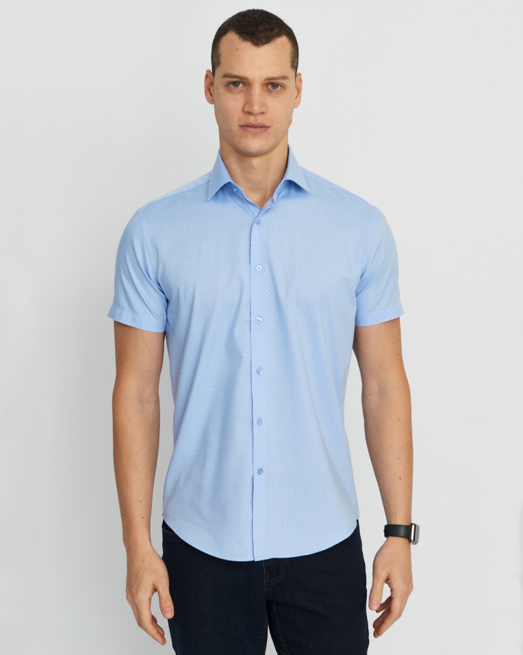 Сорочка мужская GROSTYLE TRENDY SS018118 к/р. (светло-голубой), фото
