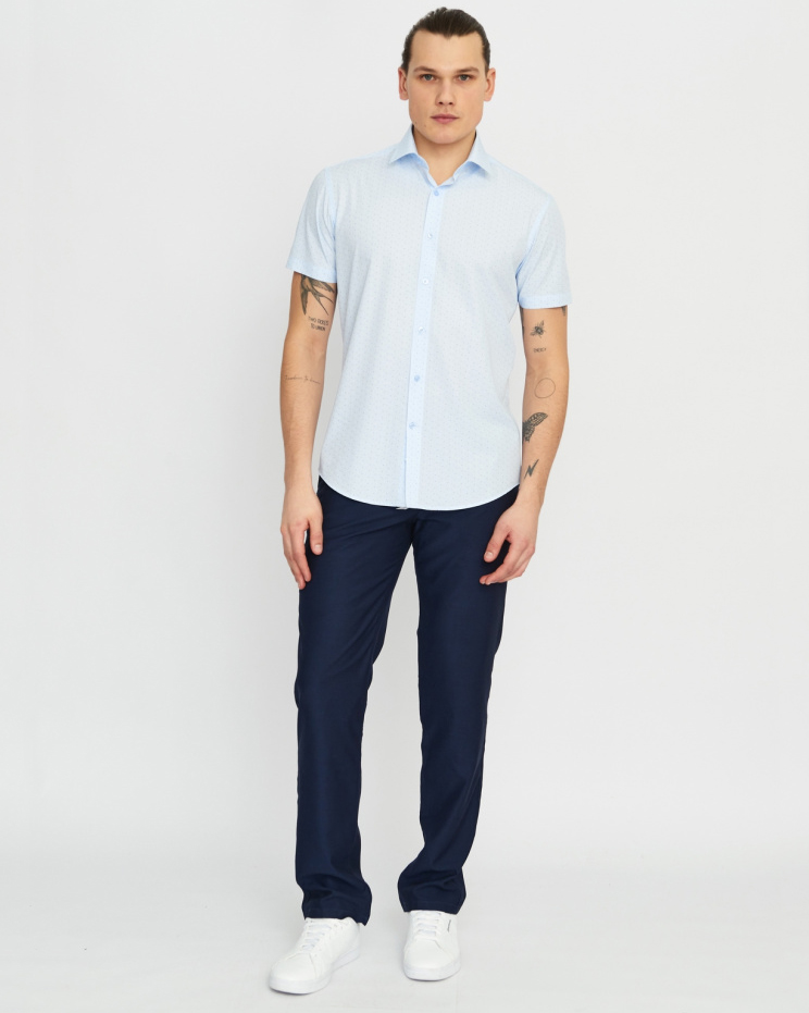 Сорочка мужская GROSTYLE TRENDY SS018141  кр/р. (светло-голубой/синий/белый), фото 3