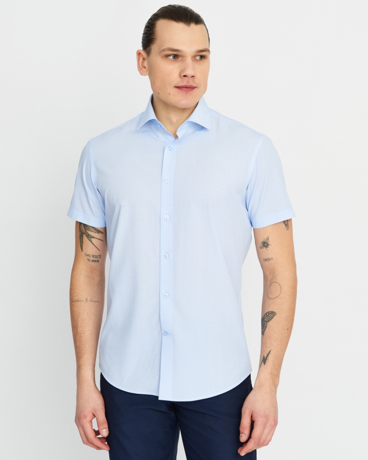 Сорочка мужская GROSTYLE TRENDY SS018142  кр/р. (светло-голубой), фото