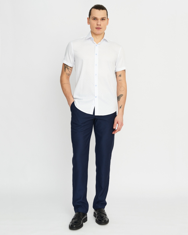 Сорочка мужская GROSTYLE TRENDY SS018154 к/рук. (белый/голубой), фото 3 Сорочка мужская GROSTYLE TRENDY SS018154 к/рук. (белый/голубой), фото 3