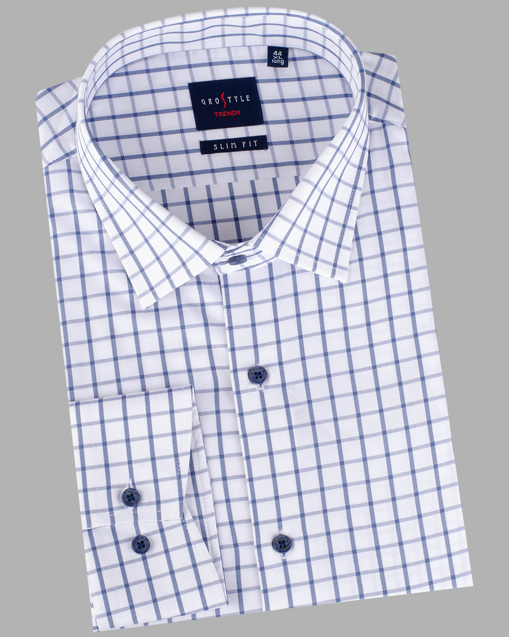 Сорочка мужская GROSTYLE TRENDY SS018161 GROSTYLE (бело-синяя полоска), фото