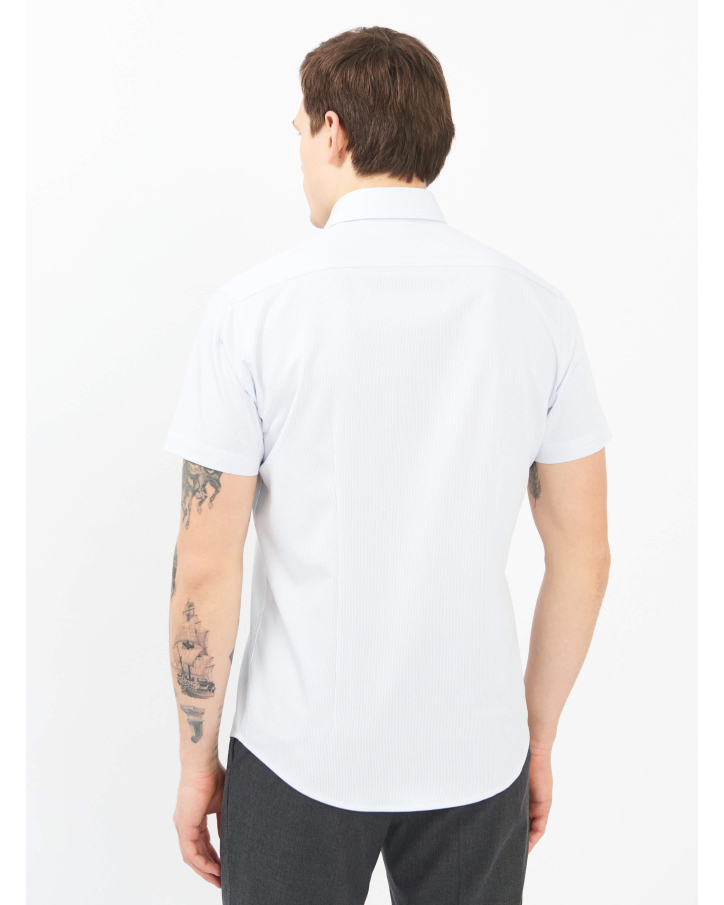 Сорочка мужская короткий рукав GROSTYLE TRENDY SS018259 GROSTYLE (светло-голубая полоска), фото 4